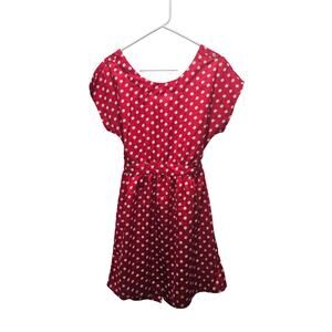 Monteau Vintage Inspired Red White Polka Dot Dress Open Back Size M